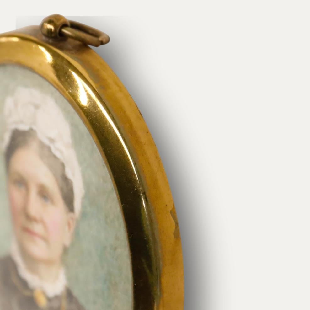 Acquerello in miniatura del XIX secolo - Signora vittoriana - Art Impressionismo astratto di Unknown