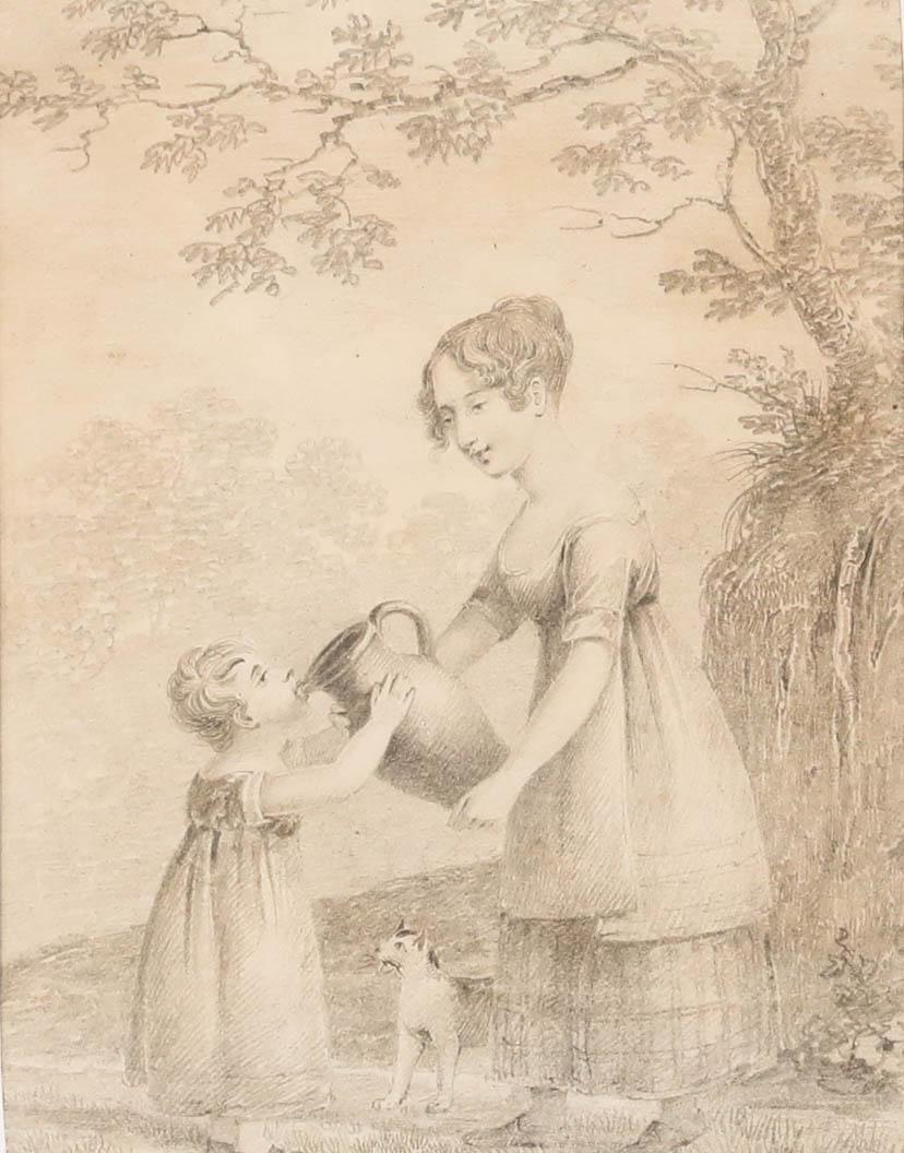 Early 19th Century Graphite Drawing - A Moment to Rest - Art by Unknown