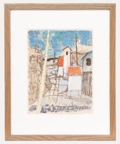 Fritz Brunner (1908-1996) - Gerahmte Gouache-Gemälde von 1974, Urban Street Scene