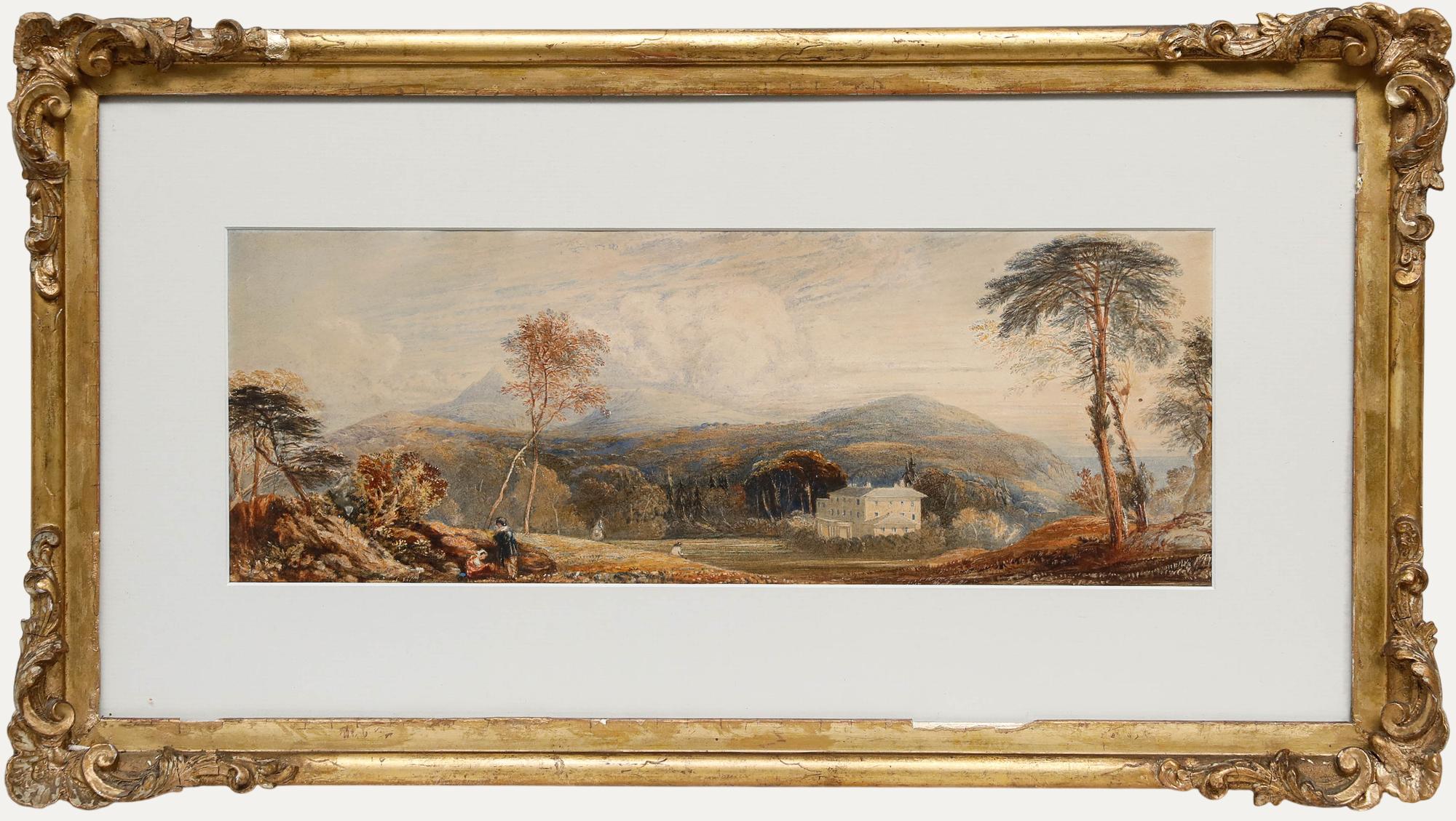 Aquarelle du début du 19e siècle - Vue du manoir - Art de Unknown