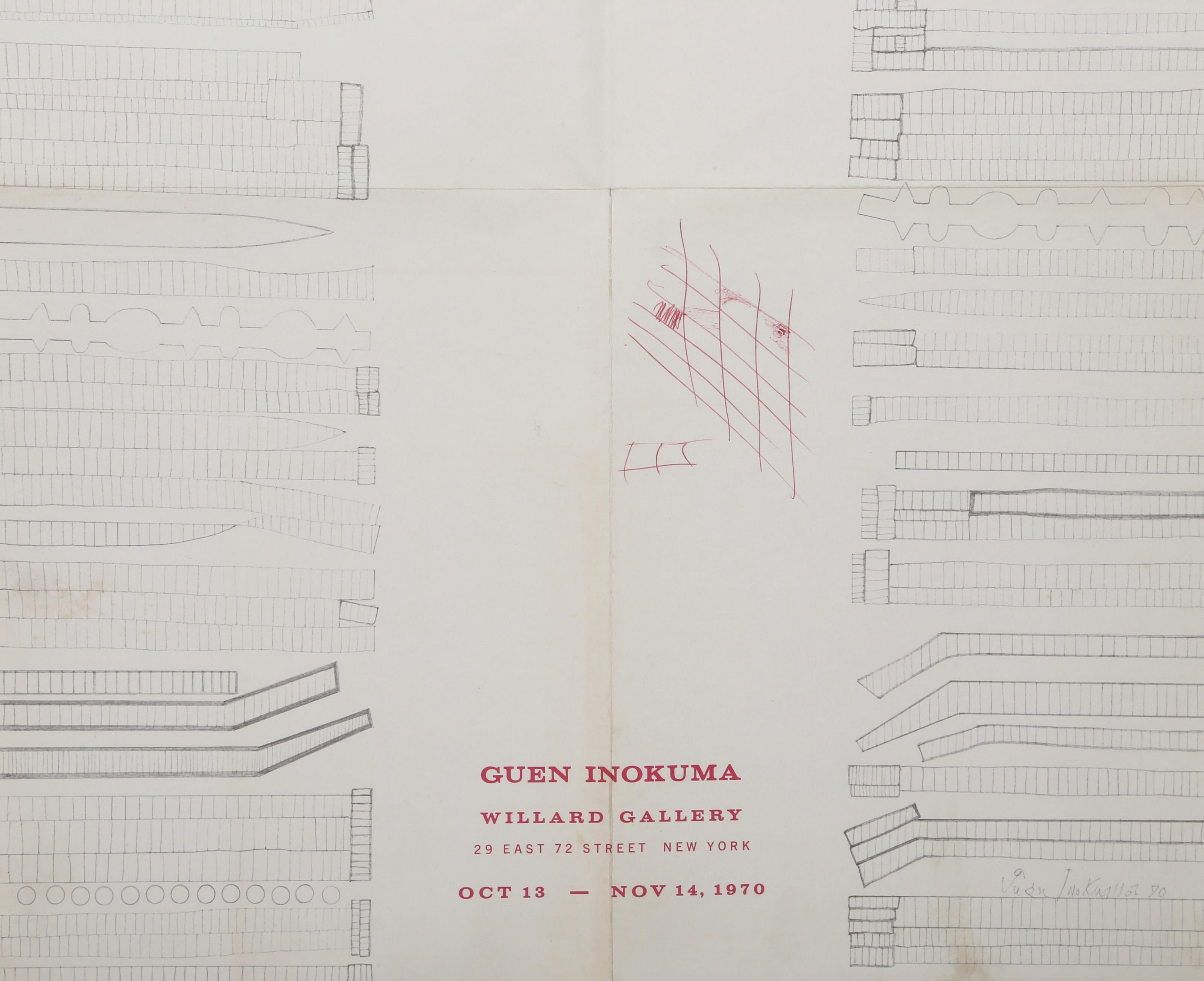 Exhibition Poster, Conceptual Poster with Pen Drawing by Genichiro Inokuma For Sale 1