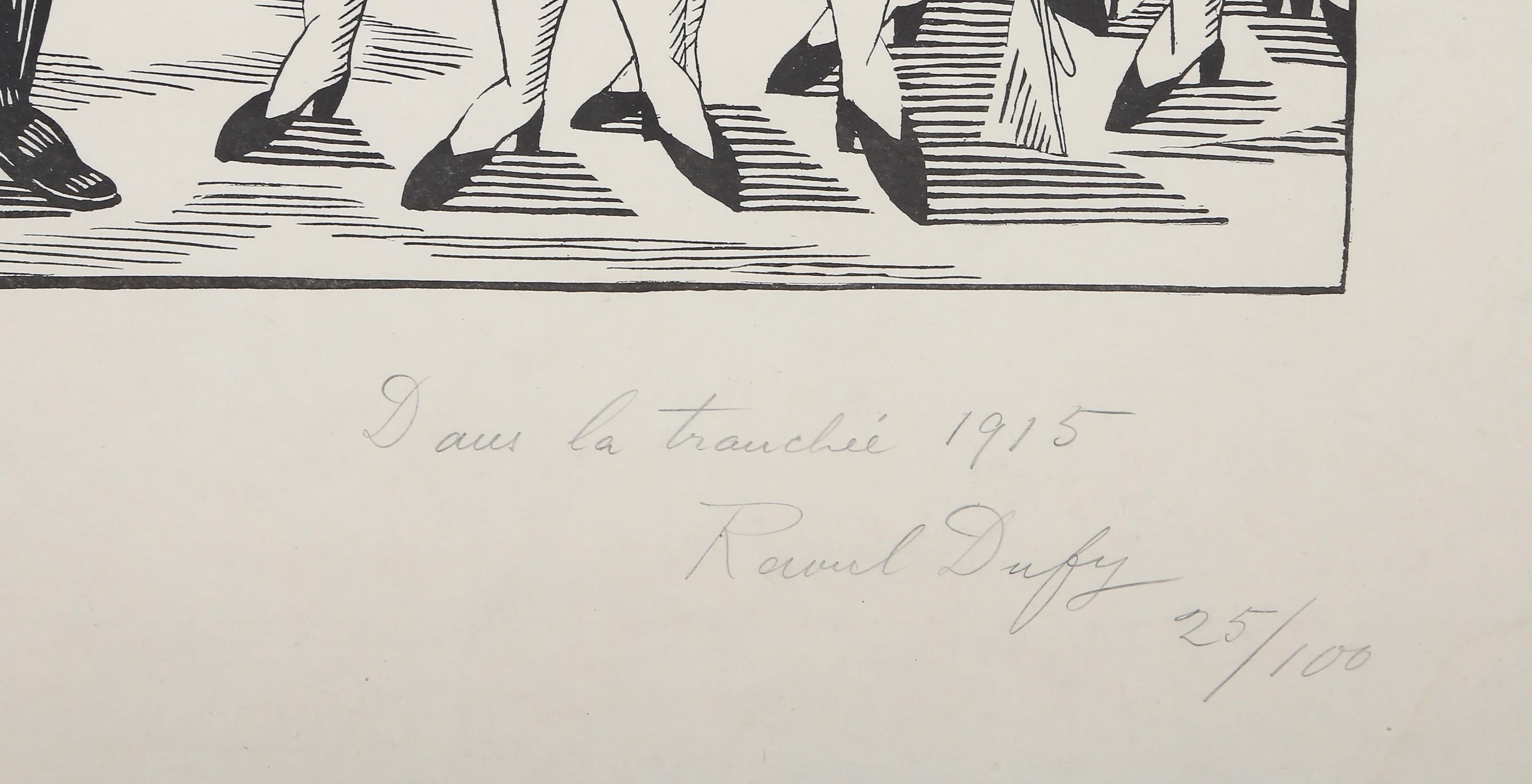 Tirez les Premiers, Messieurs les Français - Impressionist Woodcut by Raoul Dufy For Sale 4