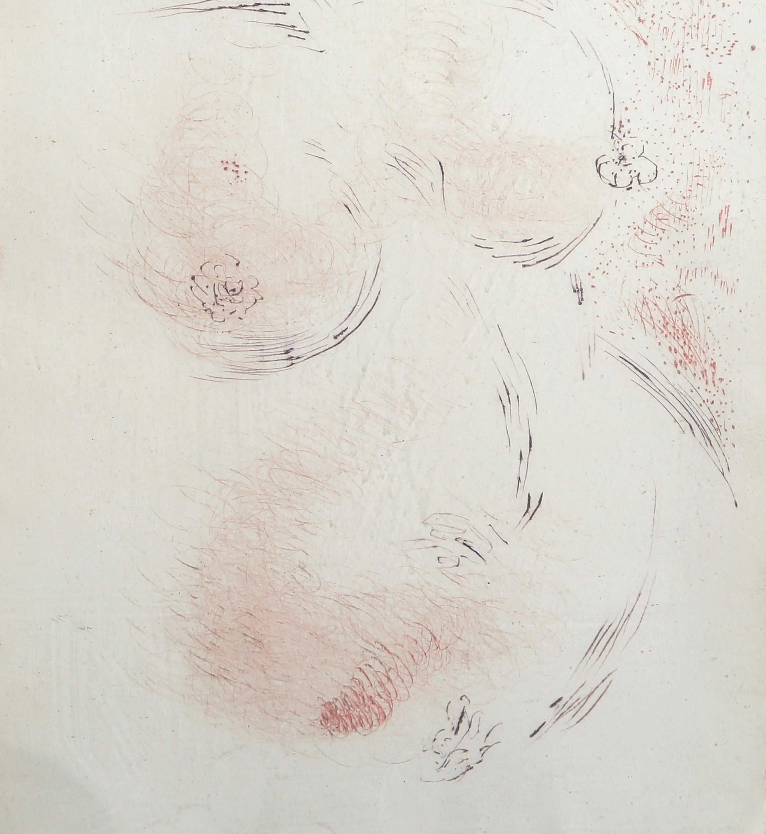 Por Le Mal de Marcel Arland, Surrealist Drypoint Etching by Andre Masson - Beige Nude Print by André Masson