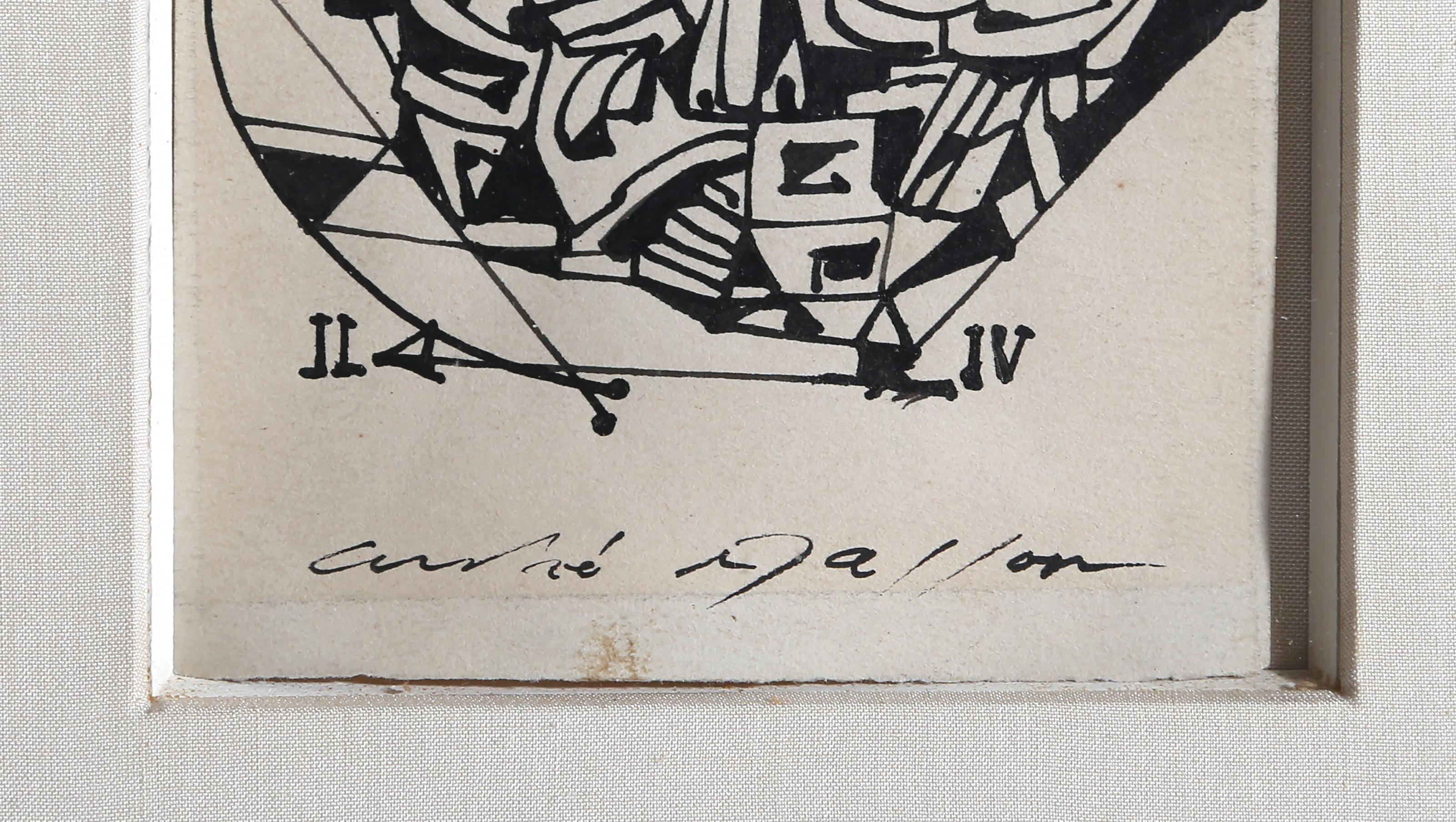 Anatomy of my Universe, Surrealist Ink Drawing by Andre Masson - Gray Abstract Drawing by André Masson