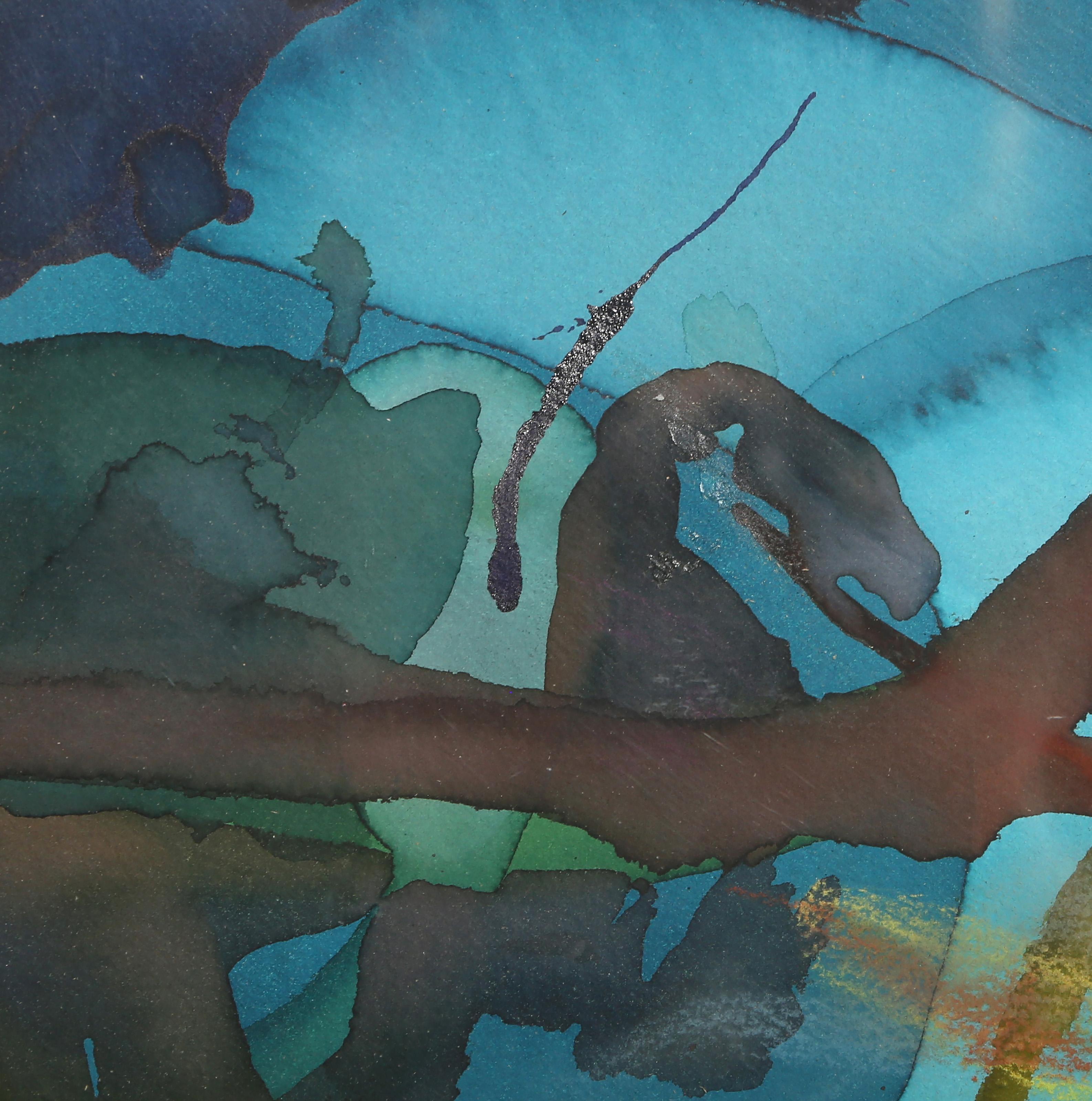 Abstract Blue Composition, Abstract Watercolor and Pastel by Paul Kohn - Art by Unknown