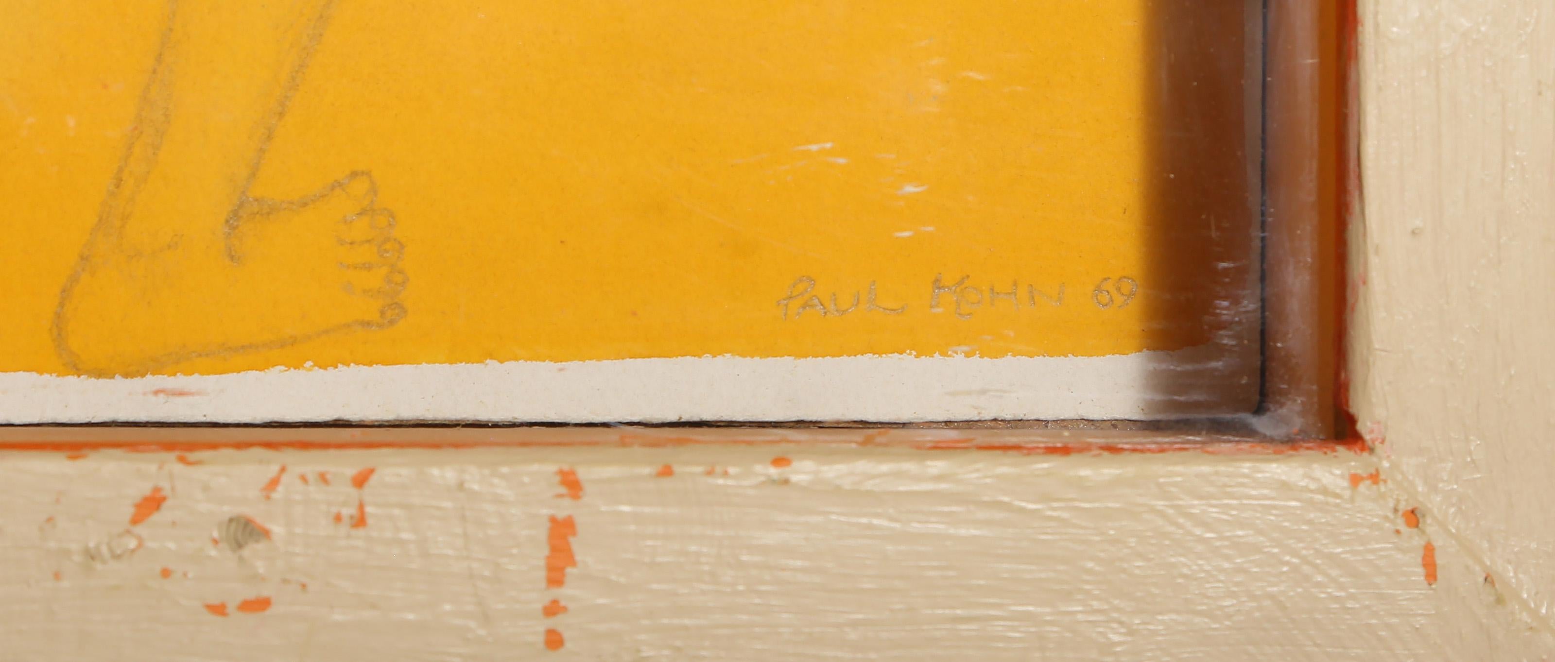 Paul Kohn - Man Smoking Pipe, Year:  1969, Medium:  Watercolor and Graphite, signed and dated in pencil lower right, Size:  11 x 8.5 x 3 in. (27.94 x 21.59 x 7.62 cm), Frame Size:  13 x 11 inches