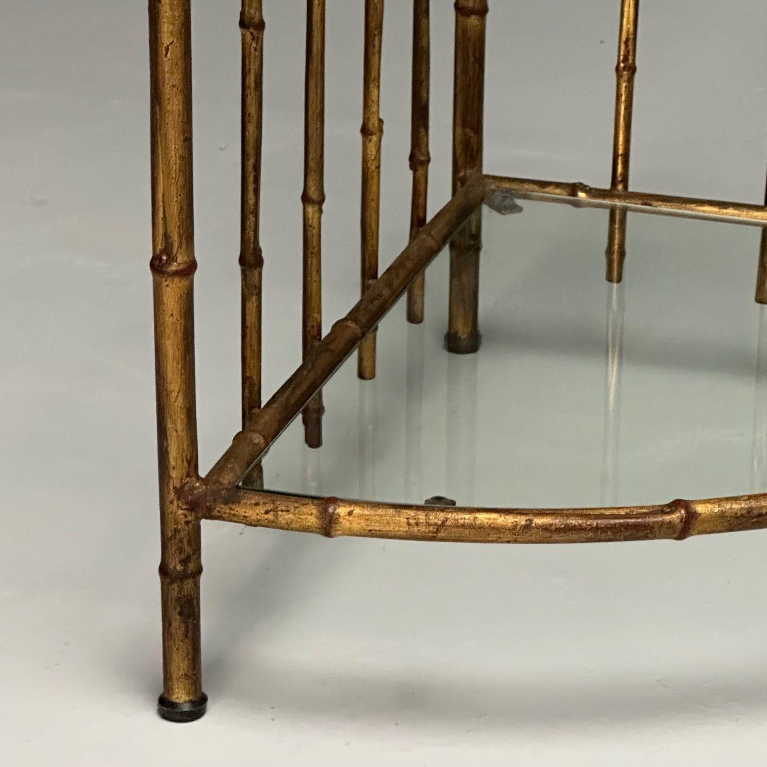 Etagères de style Hollywood Regency de la Maison Jansen, laiton et faux bambou, 1970 en vente 5