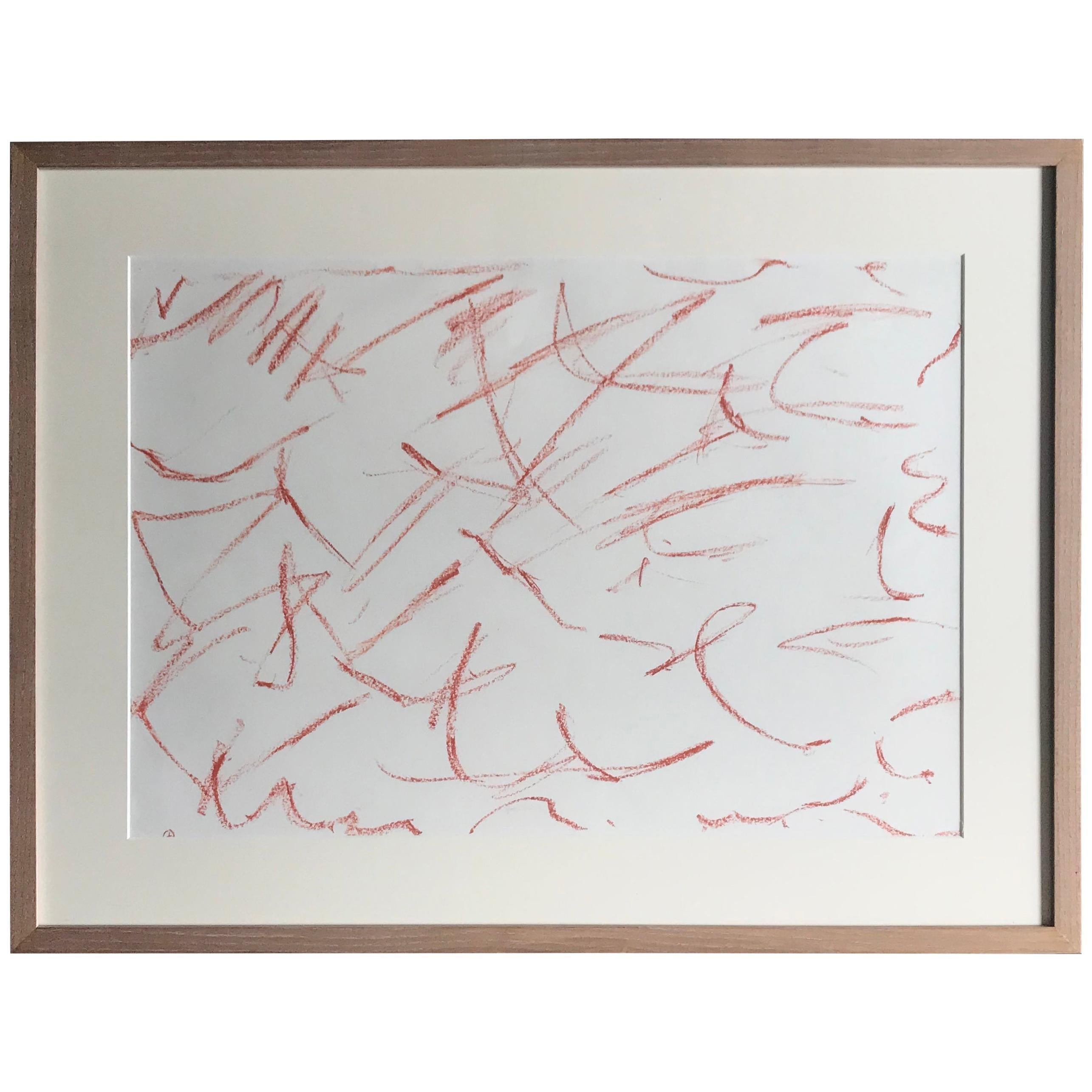 Disegno contemporaneo con gesso rosso - Art di Unknown