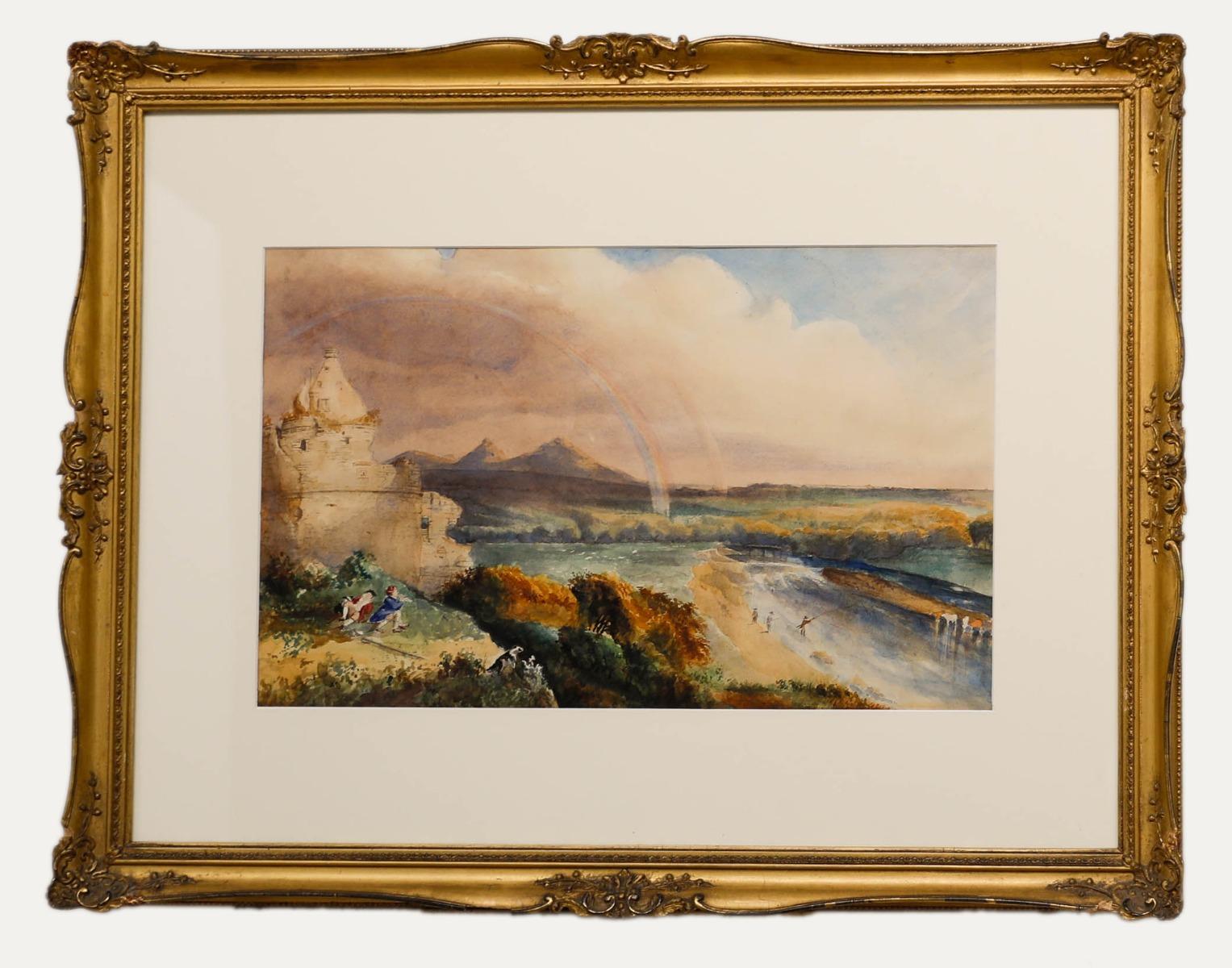 Unknown Landscape Art - 19th Century Watercolour - View of the Double Rainbow