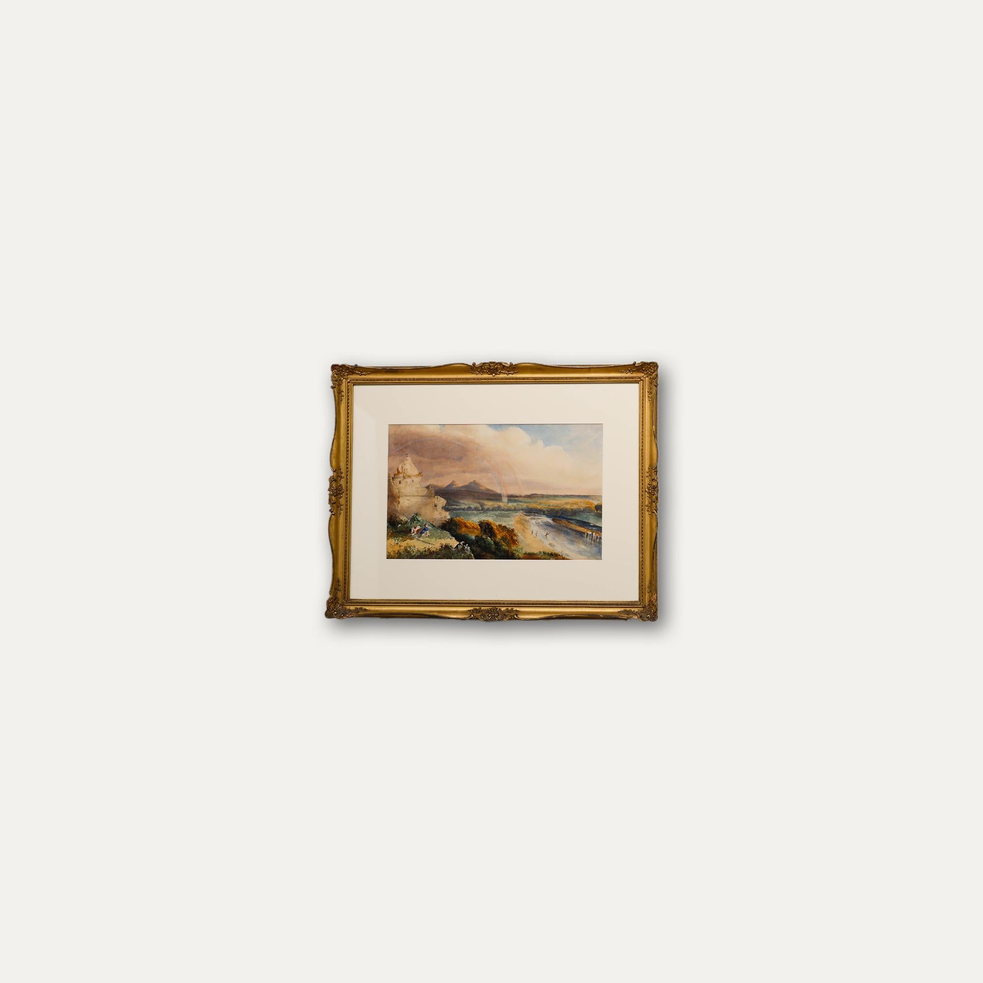 19th Century Watercolour - View of the Double Rainbow For Sale 1