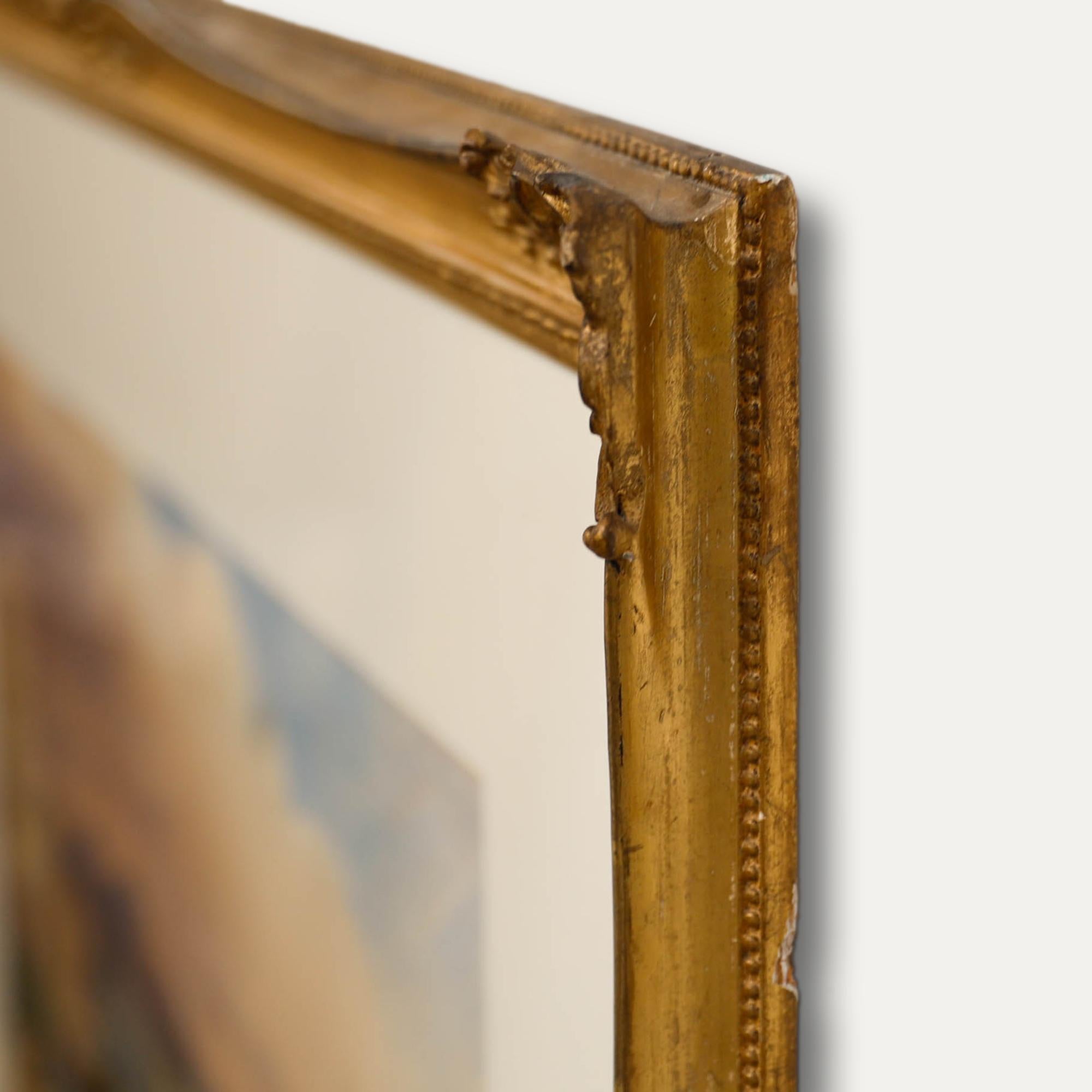 Unsigned. Well presented in a swept gilt frame with foliate corner ornamentation. On paper.