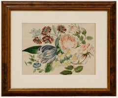 Antique 19th Century Watercolour - Assortment of Roses