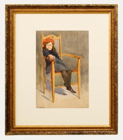 William Hyams (1878-1952) - Acquerello con cornice, La figlia dell'artista