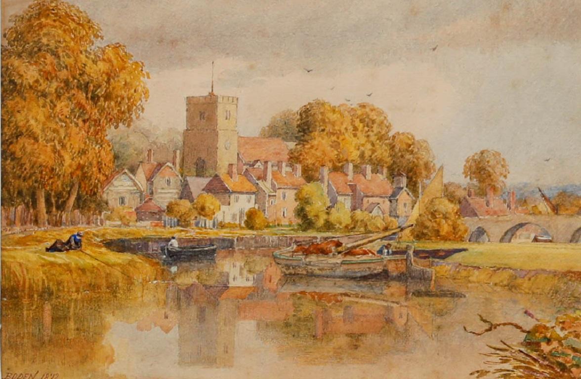 Samuel Standice Boden (1826-1896) - 1872 Watercolour, Fishing From the Bank - Art by Unknown