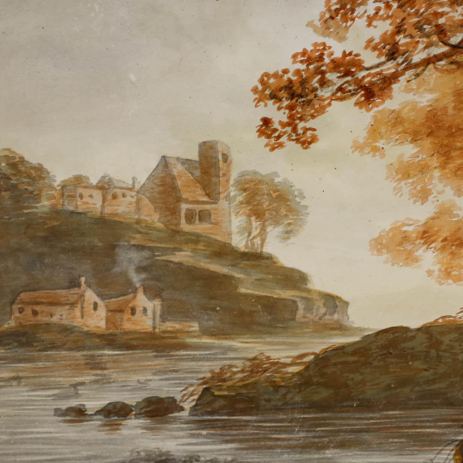 William Payne (1760-1830) - Acquerello del 1798, Villaggio sul fiume in vendita 3
