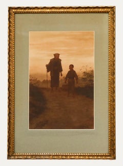 J. S. Yamamoto – „Home from the Fields“, Aquarell des frühen 20. Jahrhunderts