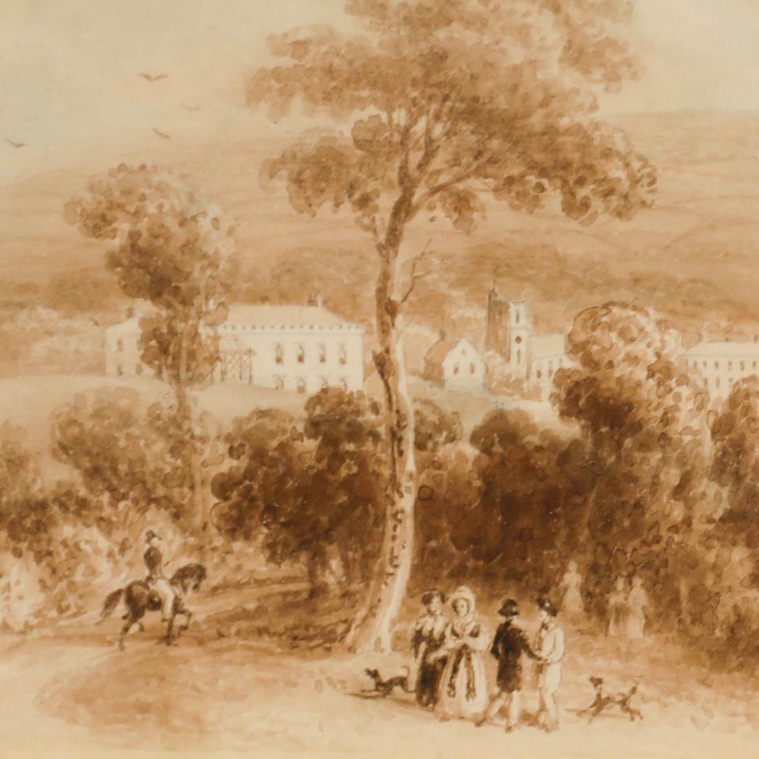 Attributed to William Henry Bartlett (1809-1854). A coastal landscape near Sidmouth. Inscribed verso 'where his Royal Highness the Duke of Kent expired'. Presented in a simple gilt-effect frame with an Edward Cross Gallery label verso. Unsigned. On