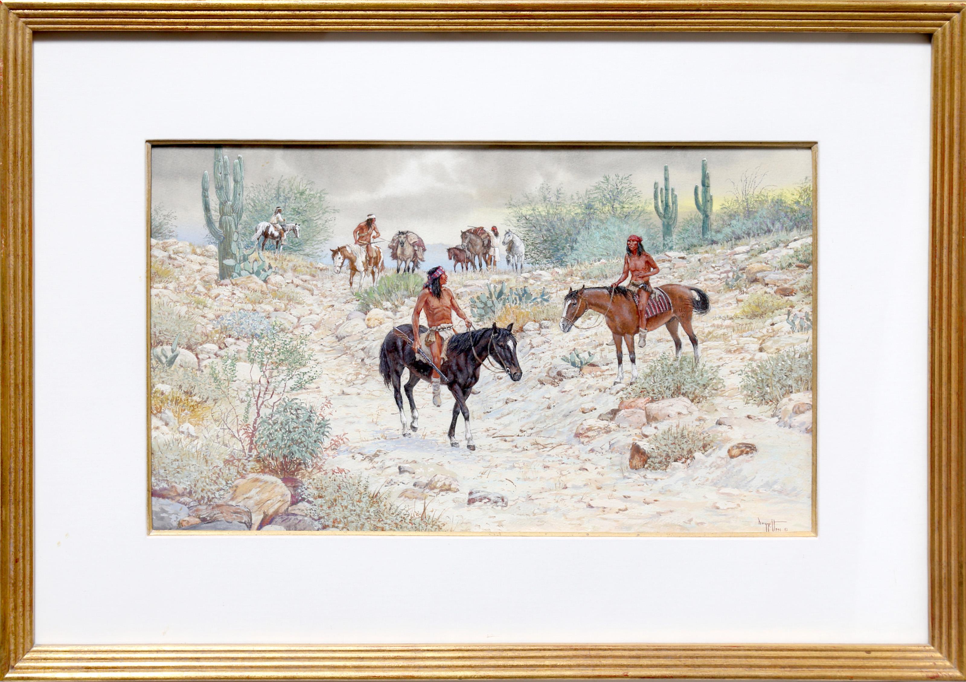 Good Takings, amerikanisches Western-Kunstgemälde in Gouache auf Karton von Noel Daggett