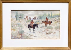 Good Takings, American Western Art Gouache Painting on Board by Noel Daggett