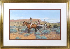 Guarded New Bride, American Western Art Gouache Painting on Board by Noel Dagget
