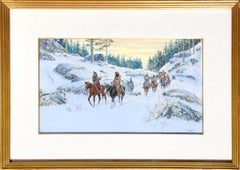 Quando le montagne diventano fredde, dipinto a guazzo di arte western americana di Noel Daggett