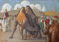 Cammelli, Impressionismo Pittura a guazzo di Jalal Gharbi
