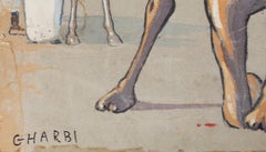 Camels, Impressionism Gouache Painting by Jalal Gharbi