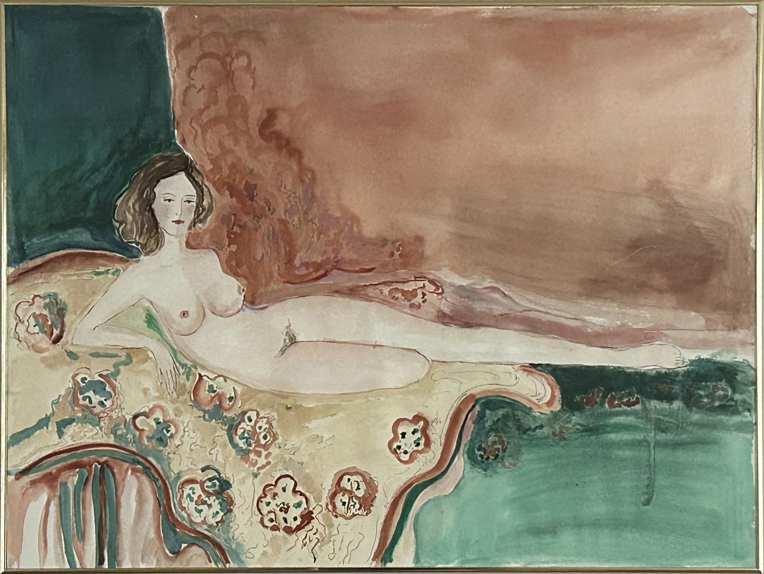 Jane Bazinet, Estadounidense - Sin título, Año:  1980, Medio:  Acuarela, firmada, Tamaño:  76,2 x 101,6 cm (30 x 40 pulg.), Tamaño del marco:  32 x 42 pulgadas 
