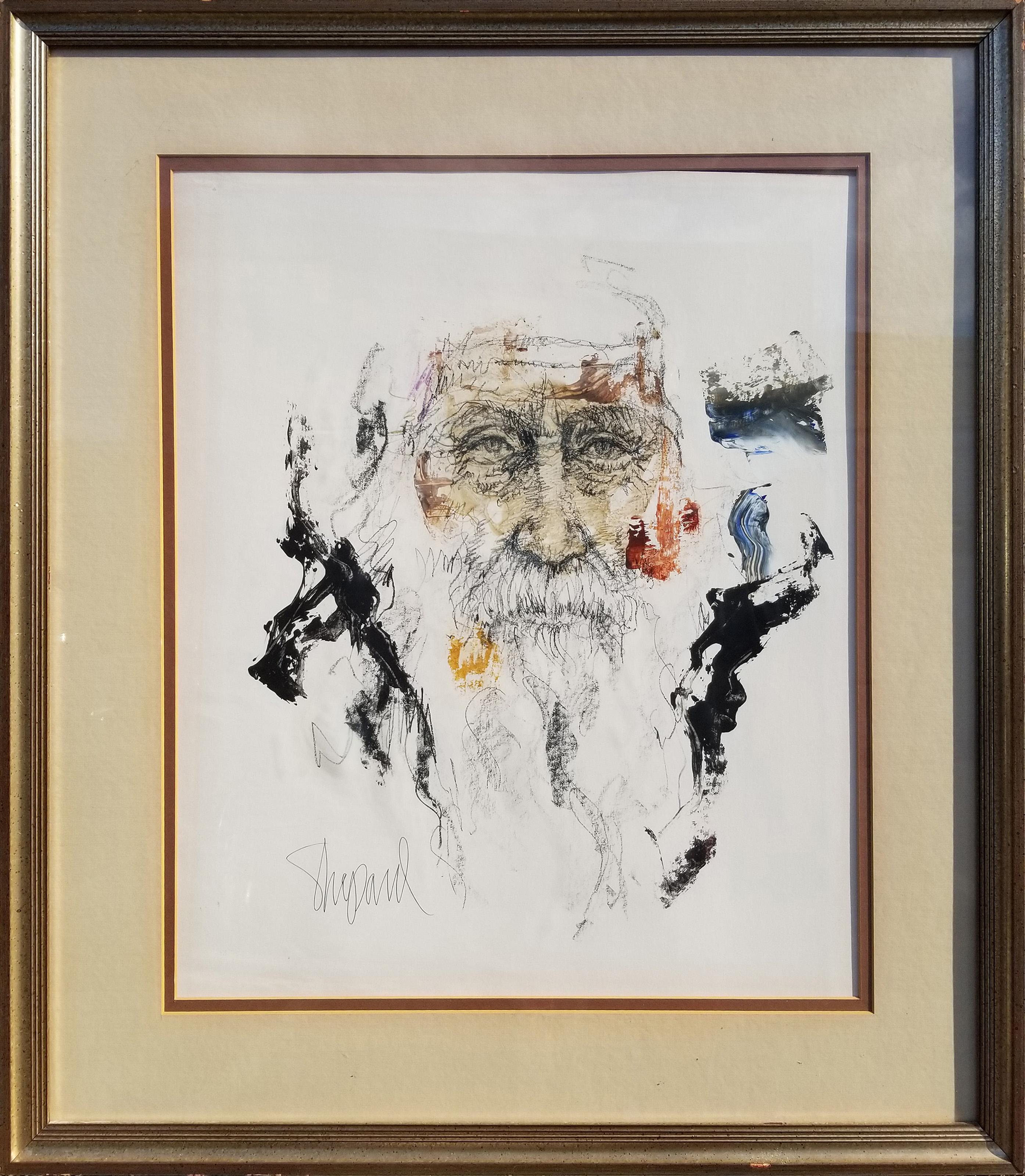 He Knows Life, American Impressionist Mixed Media on Paper by Richard Shepard