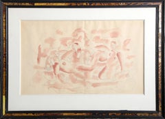 Estudio de figura, dibujo moderno en acuarela y grafito atribuido a Fernand Léger
