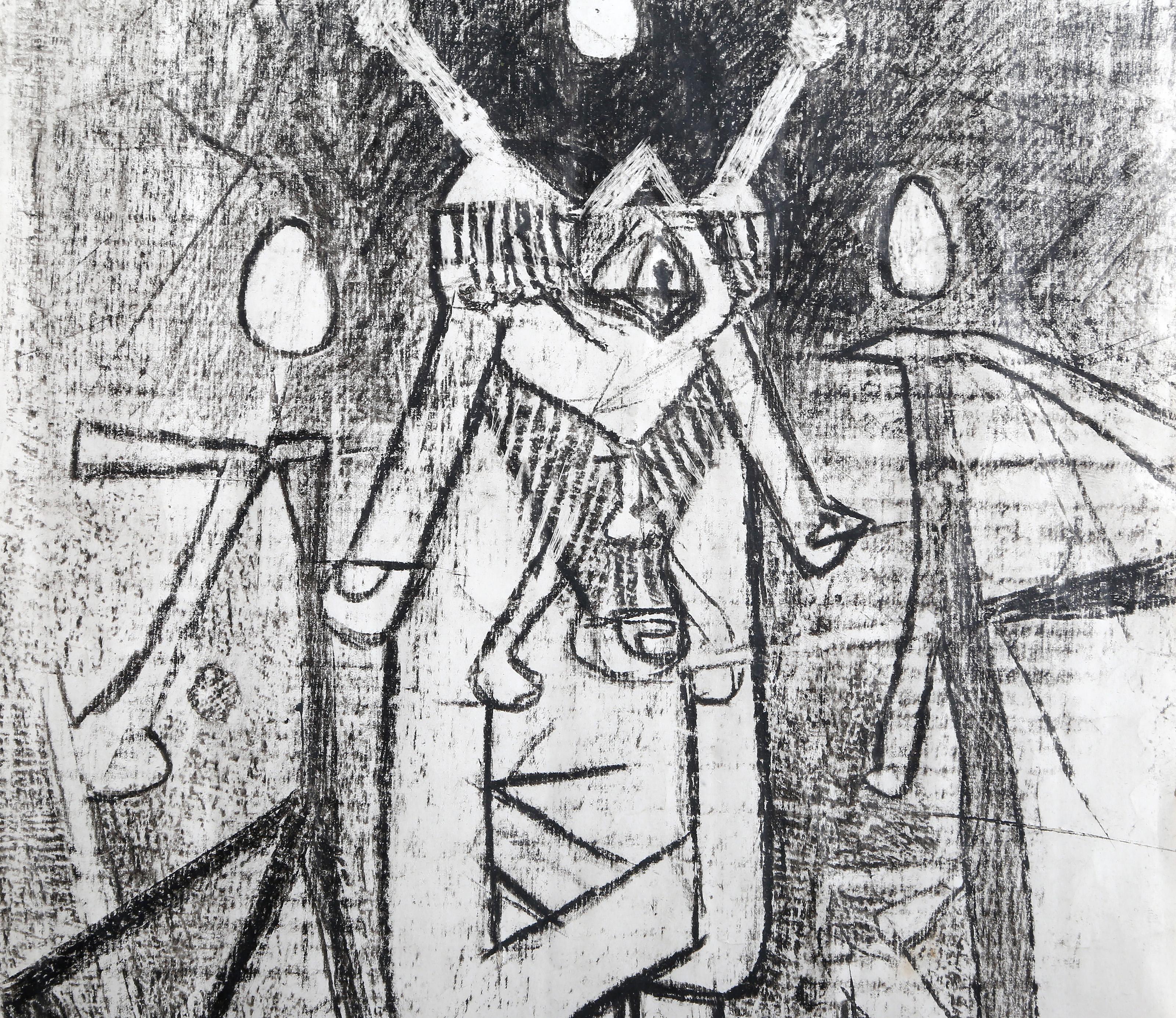 Surrealist Figure in Space-scape, Surrealist Wax Crayon Drawing by Roberto Matta For Sale 1