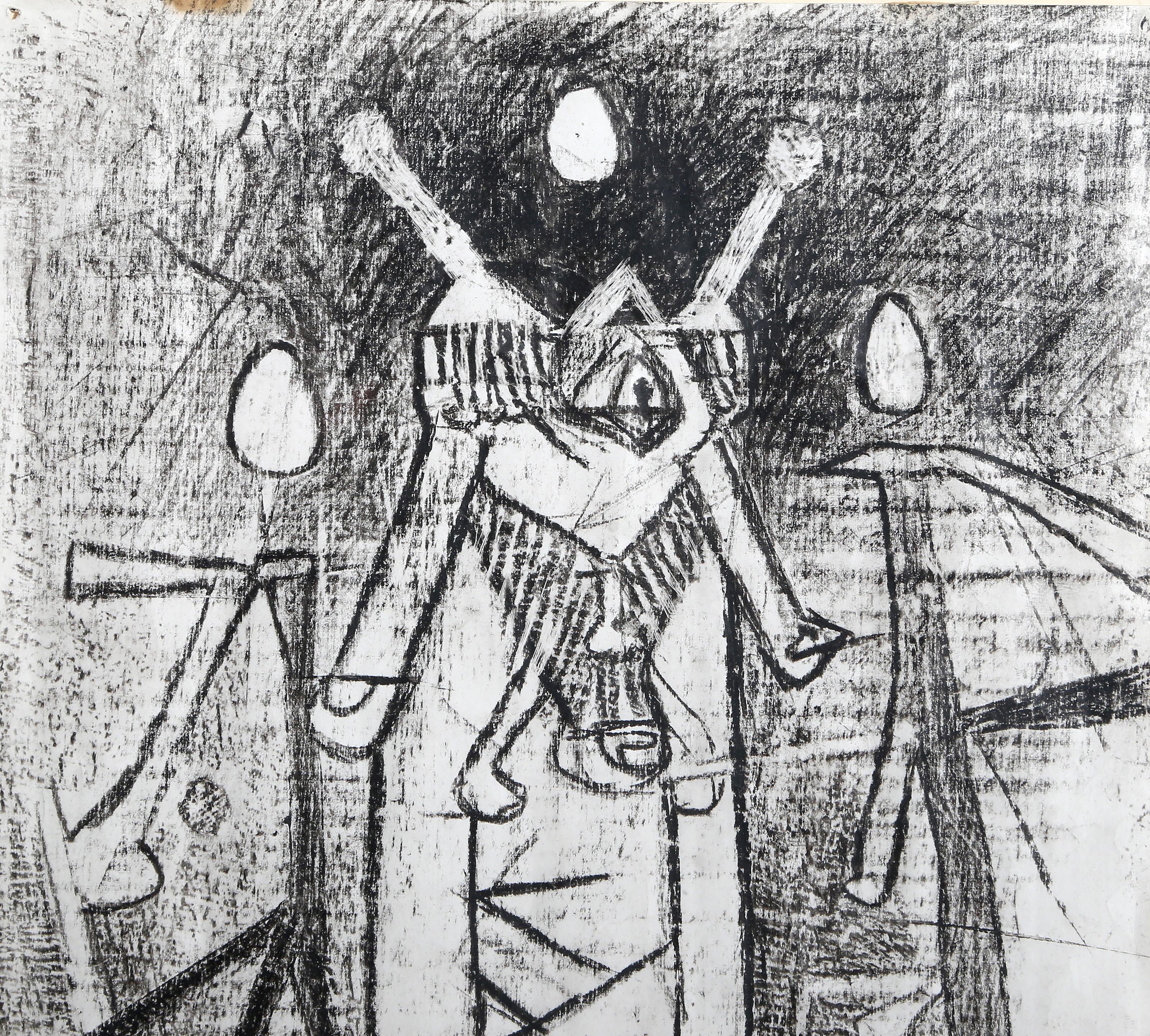 Surrealist Figure in Space-scape, Surrealist Wax Crayon Drawing by Roberto Matta For Sale 2