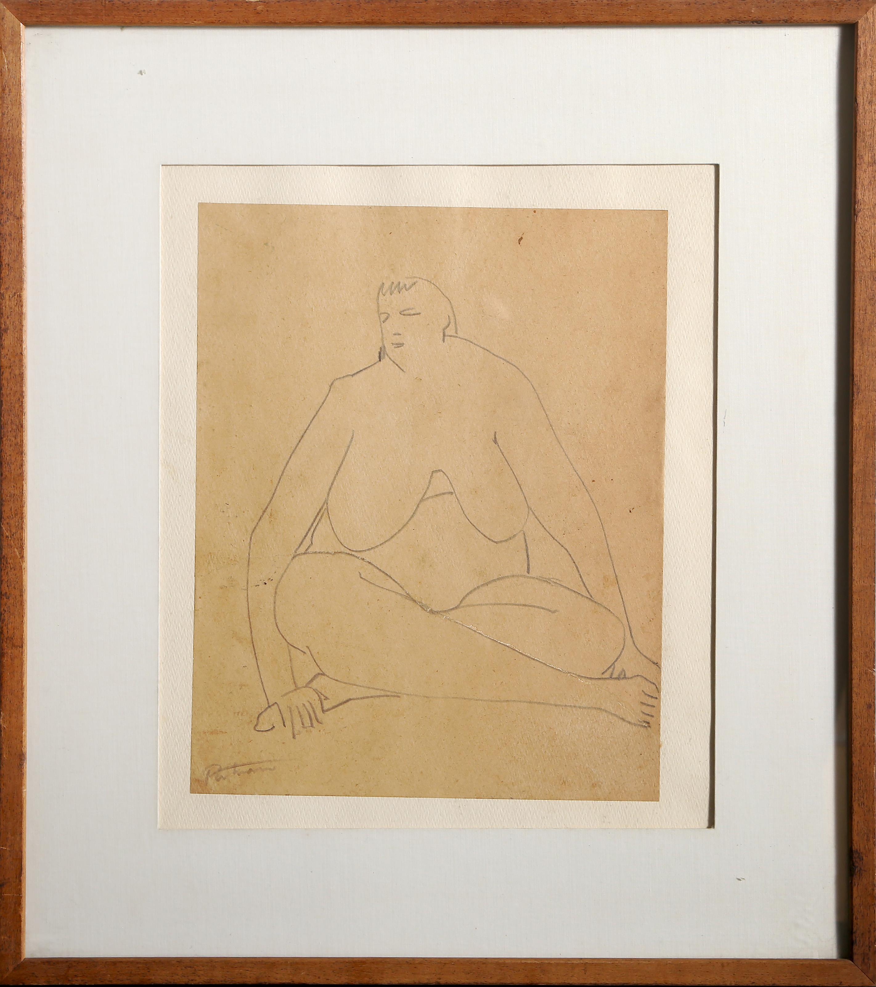 Portrait of a Woman, Modern Graphite Drawing by Wallace Putnam