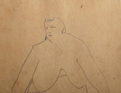 Portrait of a Woman, Modern Graphite Drawing by Wallace Putnam