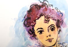 Nudo con sciarpa, acquerello e guazzo impressionista di Wayne Ensrud