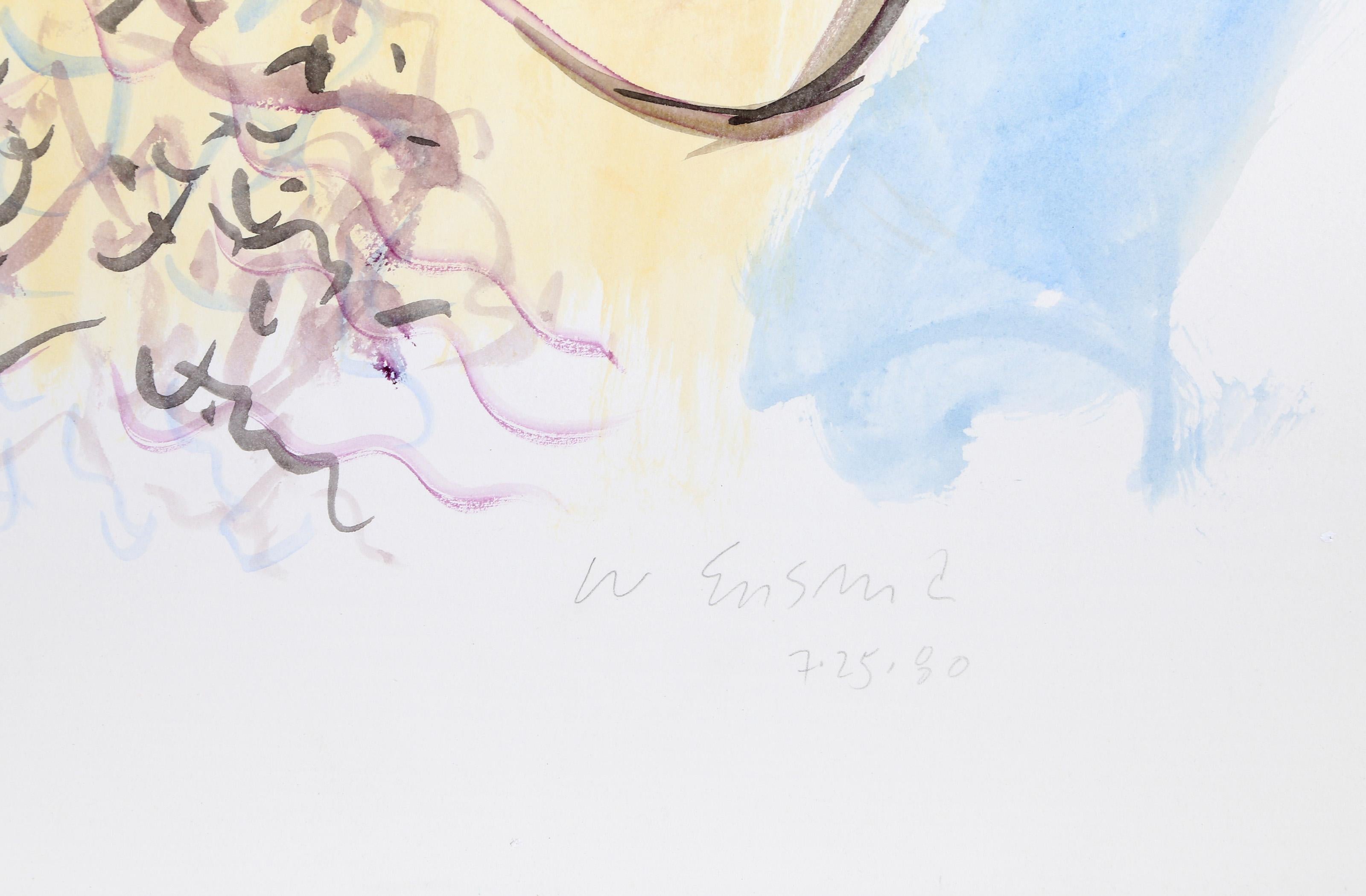 Nudo con sciarpa, acquerello e guazzo impressionista di Wayne Ensrud in vendita 3