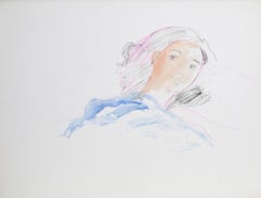 Mujer en la cama, acuarela y gouache impresionistas de Wayne Ensrud