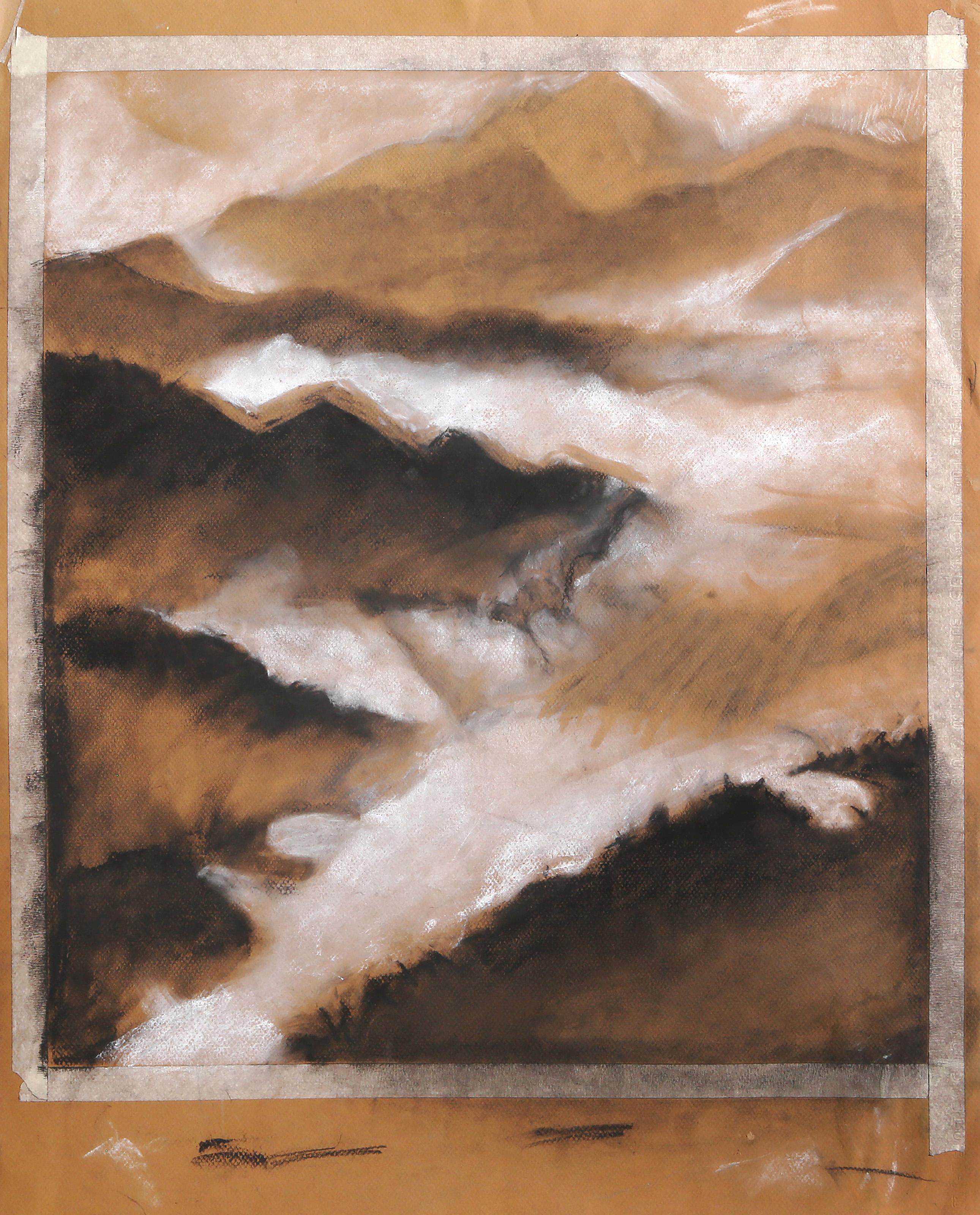 Paesaggio astratto, disegno moderno a carboncino di Lisa Martin in vendita 2