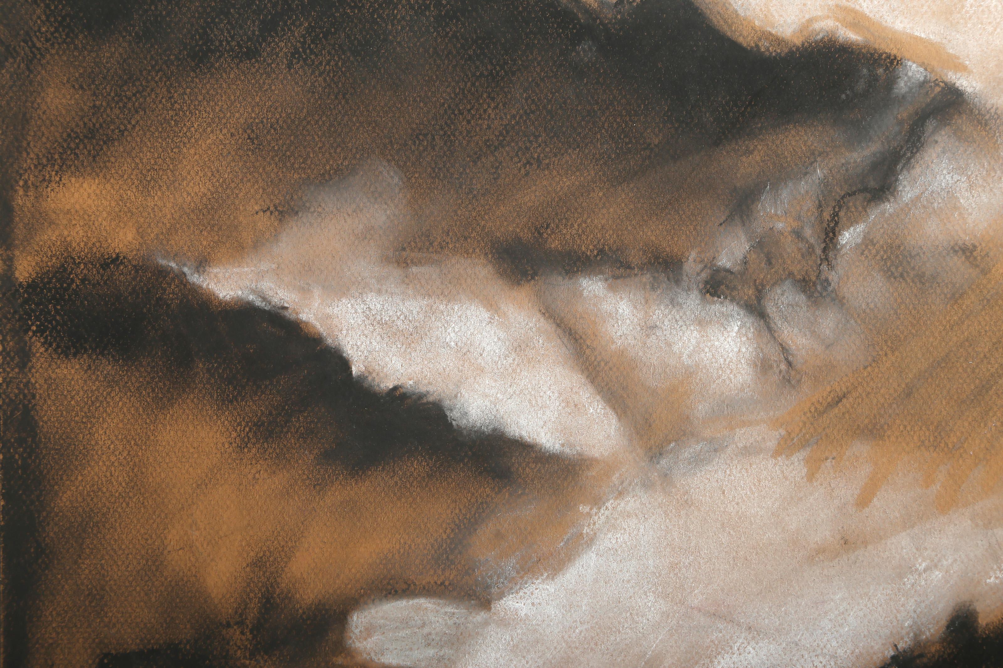 Paesaggio astratto, disegno moderno a carboncino di Lisa Martin in vendita 1