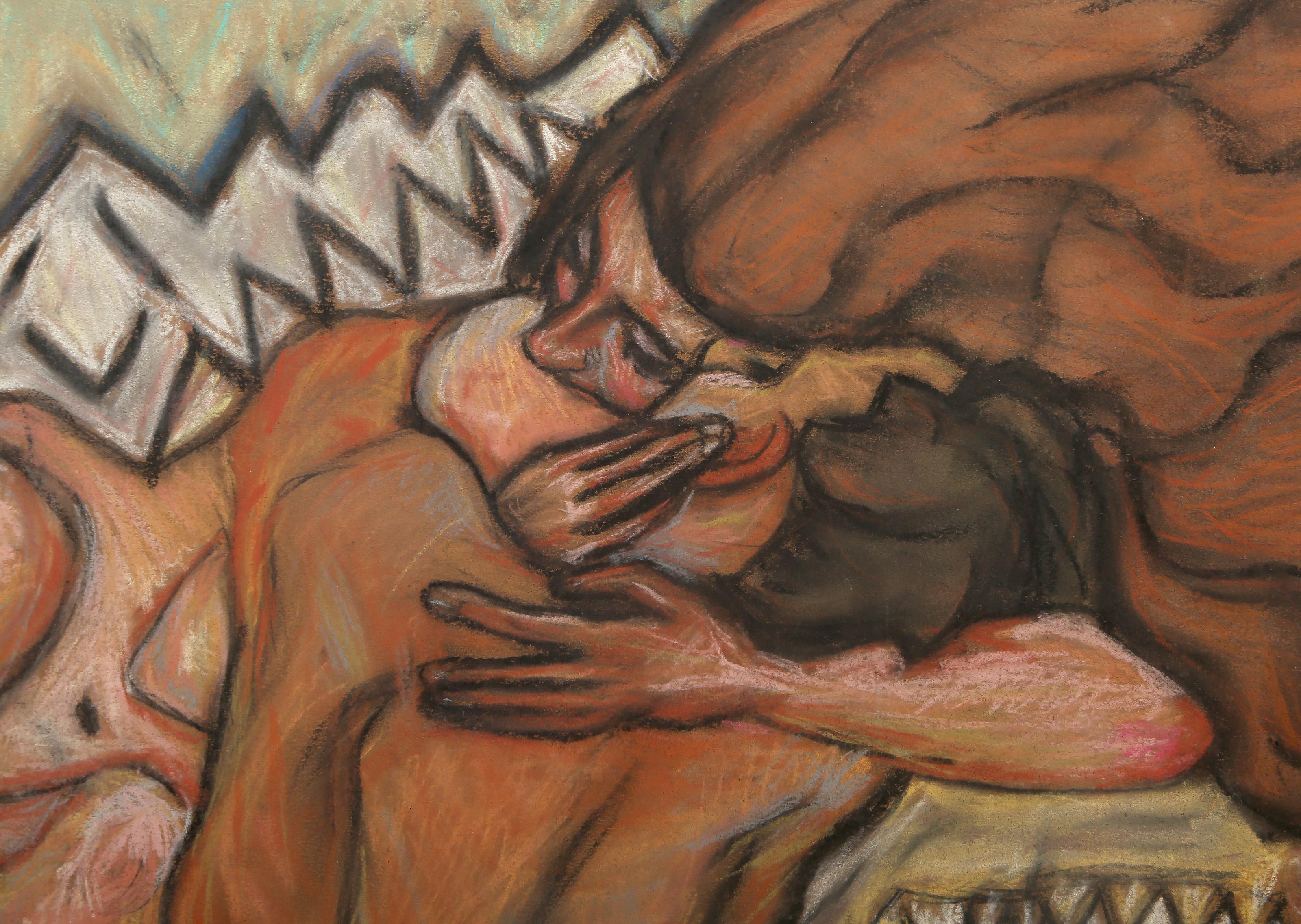 Decora, Modern Charcoal Drawing von Lisa Martin im Angebot 1