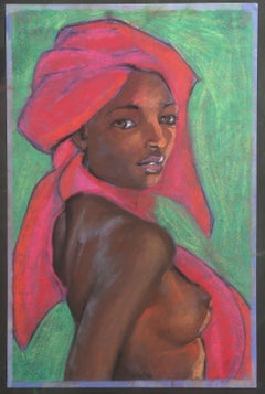 Profile of Nude Woman II, Pop Art Charcoal Drawing by Lisa Martin