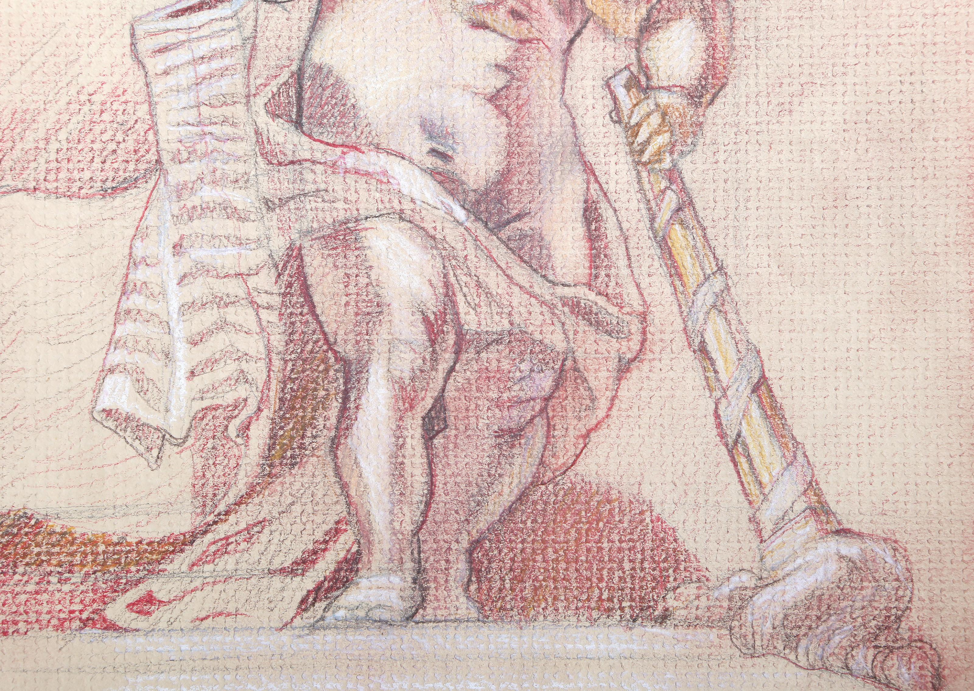 Putto, Modern Color Pencil Drawing von Lisa Martin im Angebot 2
