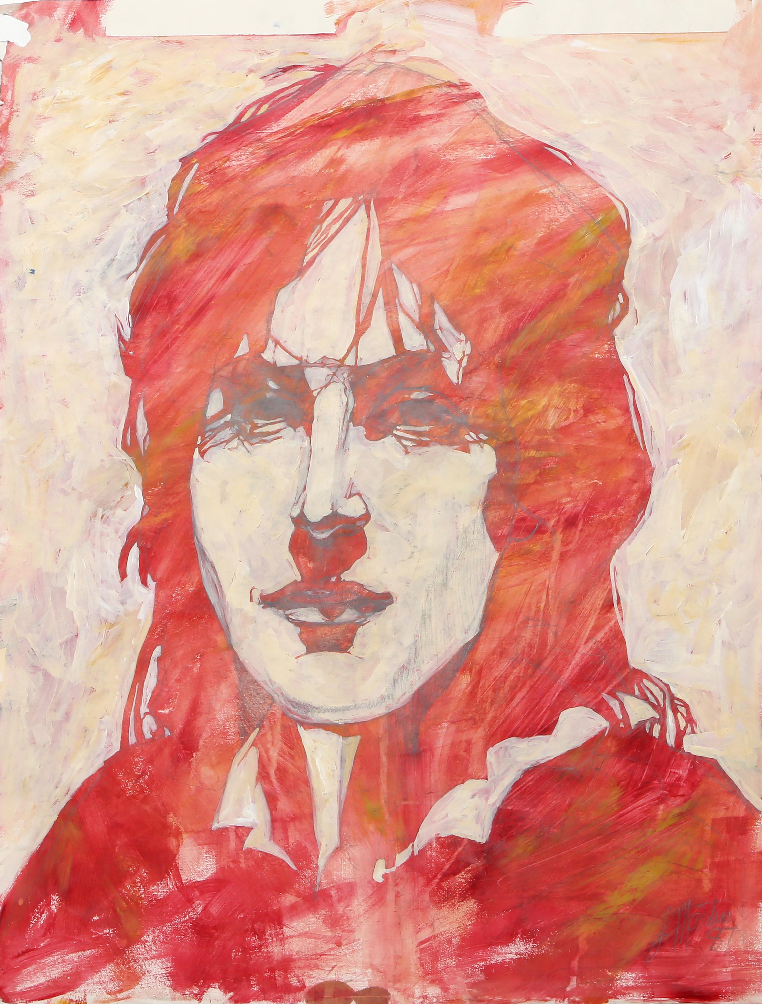 Lisa Martin - L'homme en rouge, année :  1984, Medium :  Aquarelle, acrylique et graphite sur papier, signé et daté au crayon en bas à droite, Taille :  24 x 19 in. (60.96 x 48.26 cm)

