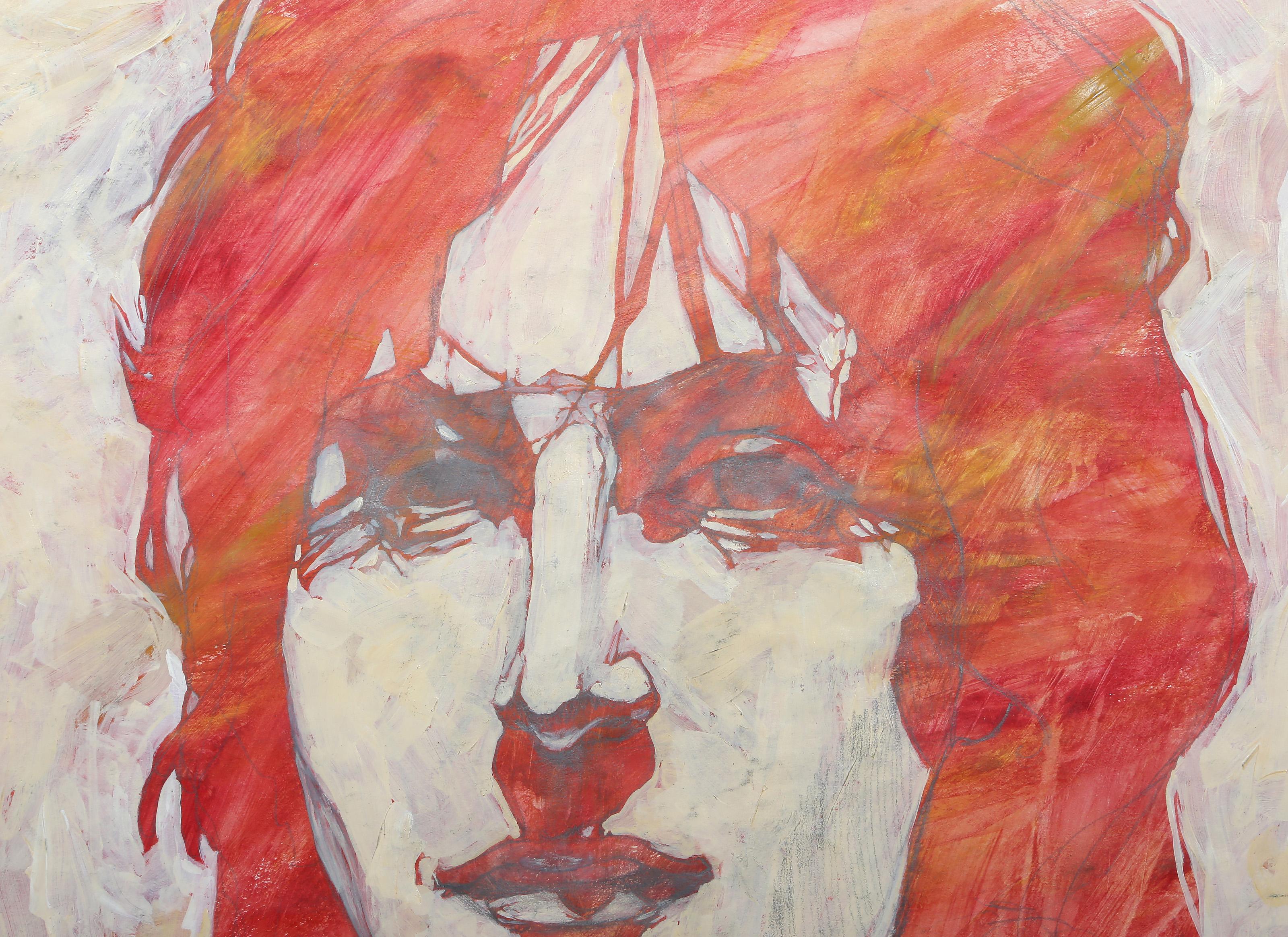 L'homme en rouge, dessin Pop Art en techniques mixtes de Lisa Martin en vente 1