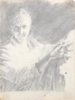 Portrait of Young Woman, Modern Graphite Drawing by Lisa Martin