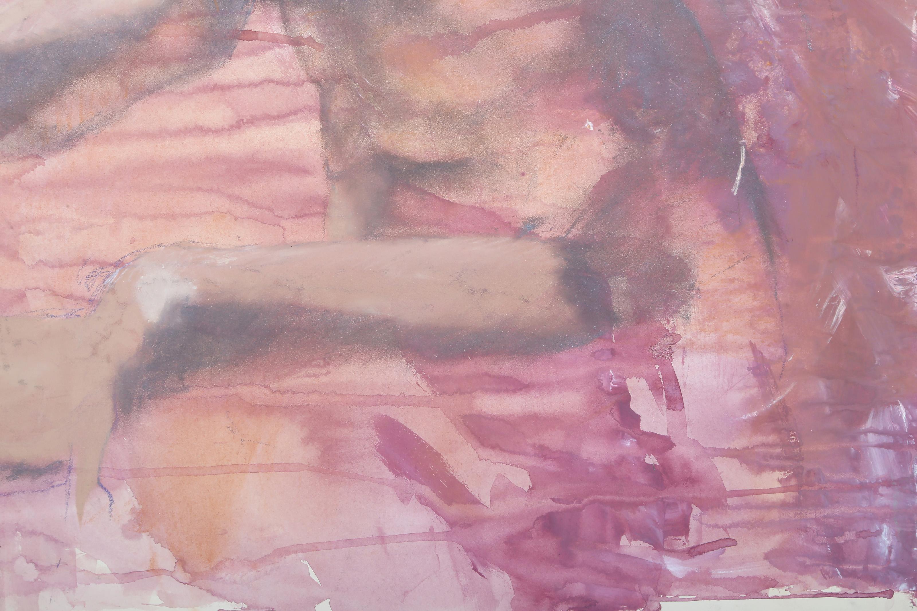 Torso, impressionistisches Aquarell und Graphitzeichnung von Lisa Martin im Angebot 2