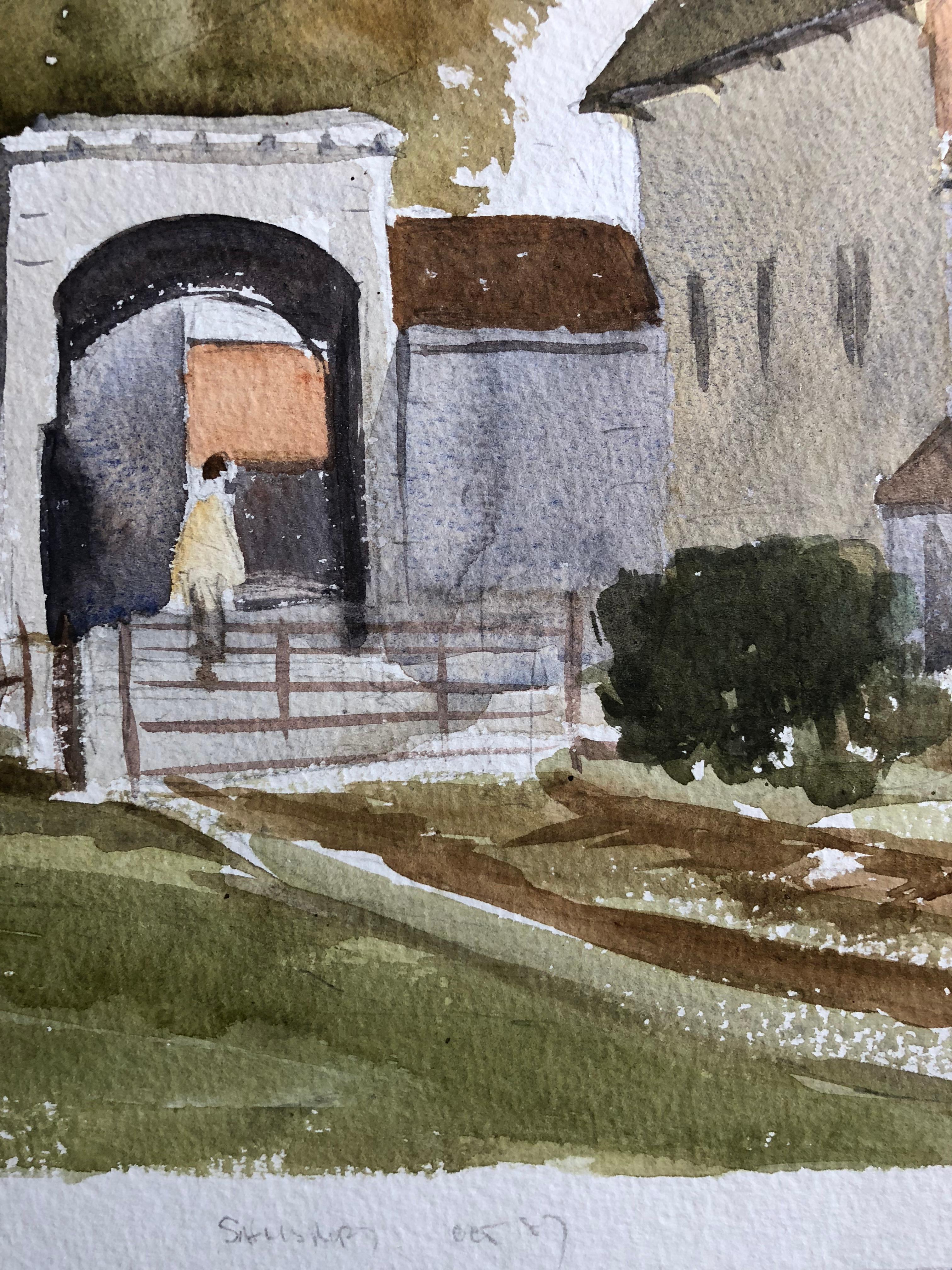 Salisbury con Arco, Pintura original británica a la acuarela - Art de Unknown