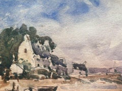 Maurice Mazeilie, French Impressionist Watercolour, Beach Landscape
