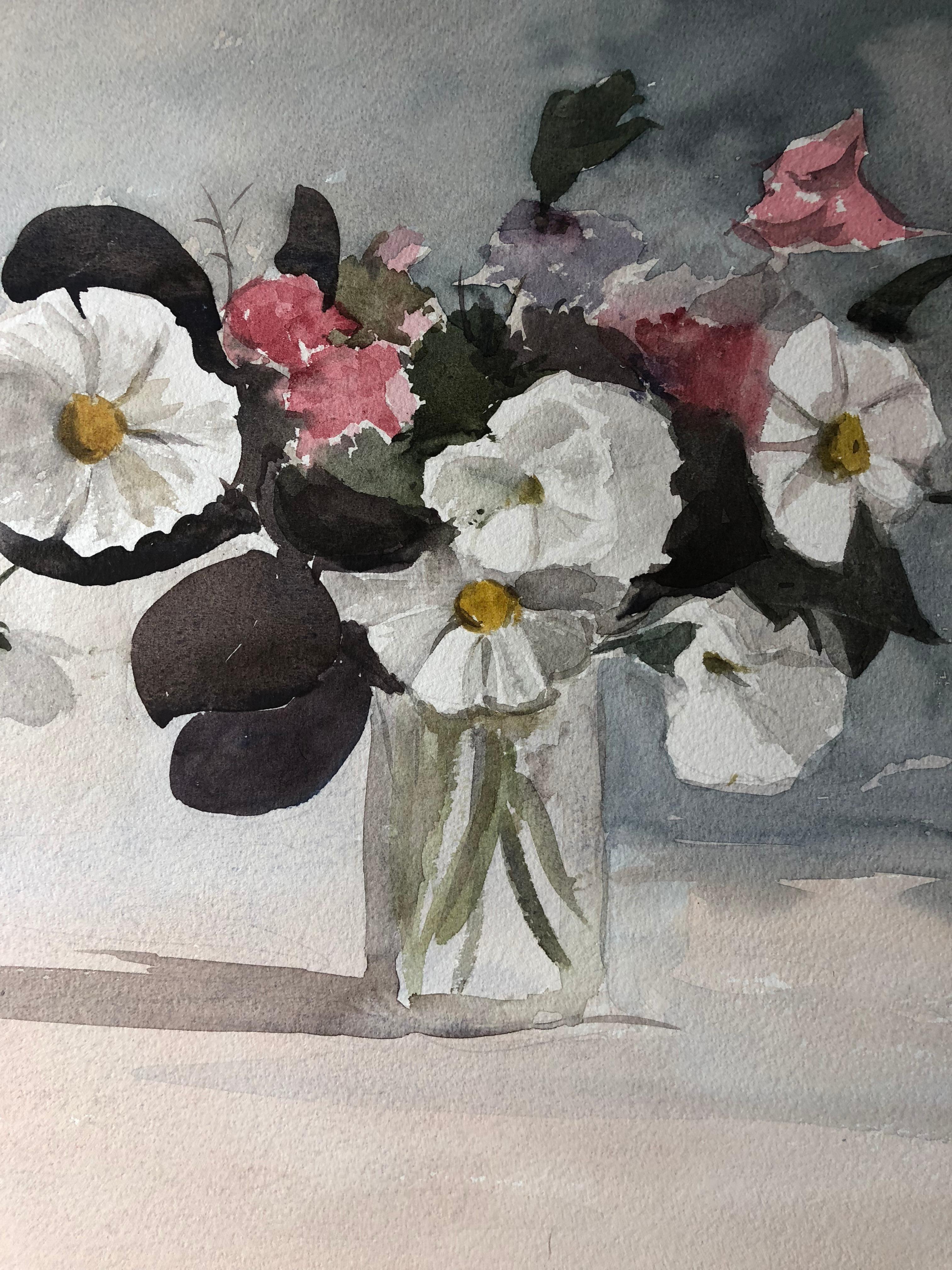 Vase of Flowers, Original British Watercolour Painting - Art by Unknown