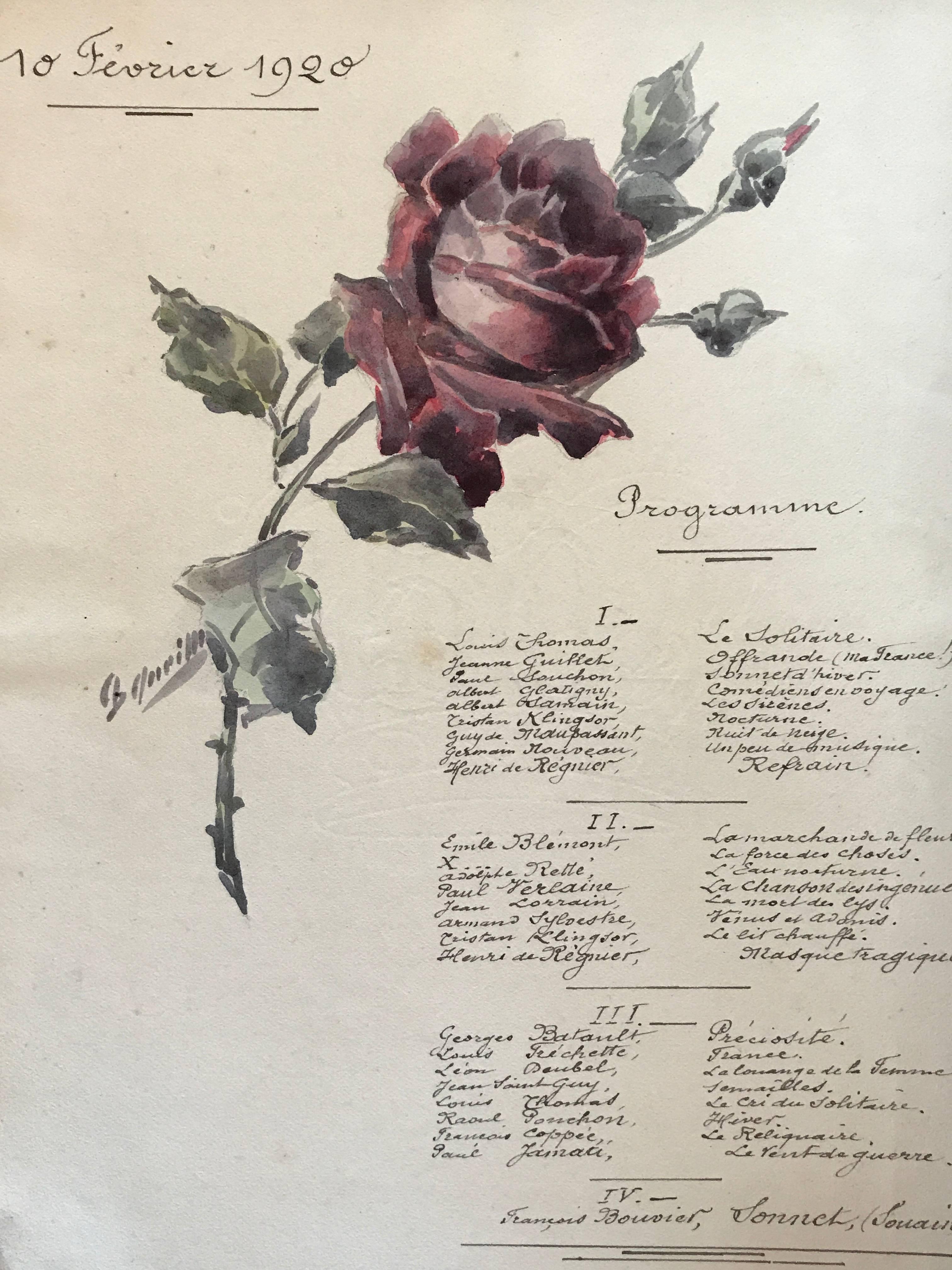 Rare Set of Nine Original French Watercolour Designs & Illustrations For Sale 1